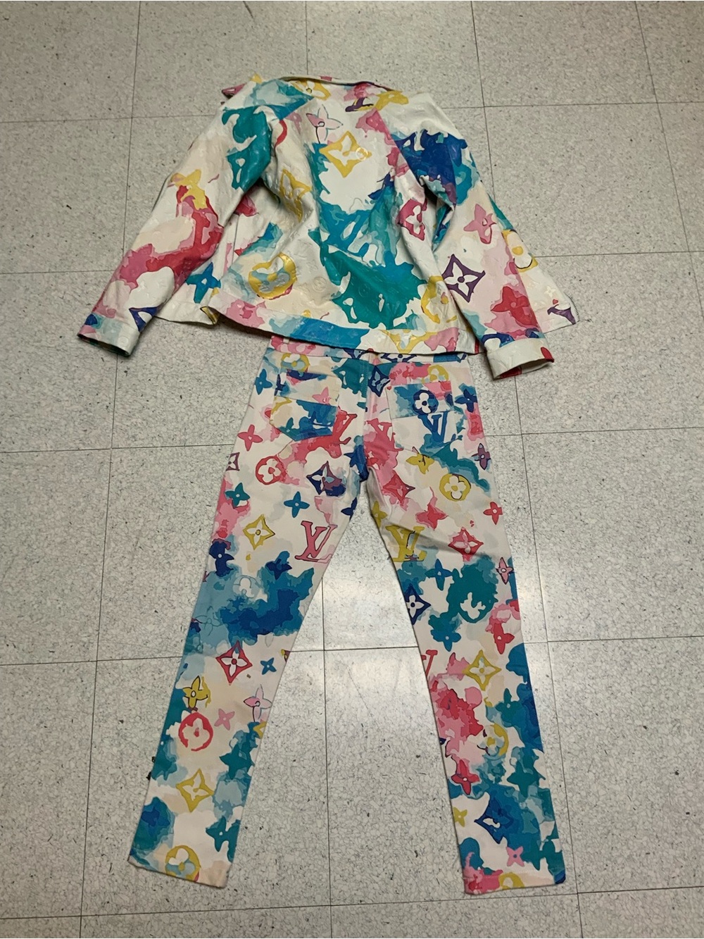 Unisex Colorful Monogram Print Jacket & pants Multicolor. Sz. 8. NWT. - Picture 2 of 9
